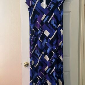 Chico's Multicolored V-Neck Cap Sleeve Sheath Maxi Dress